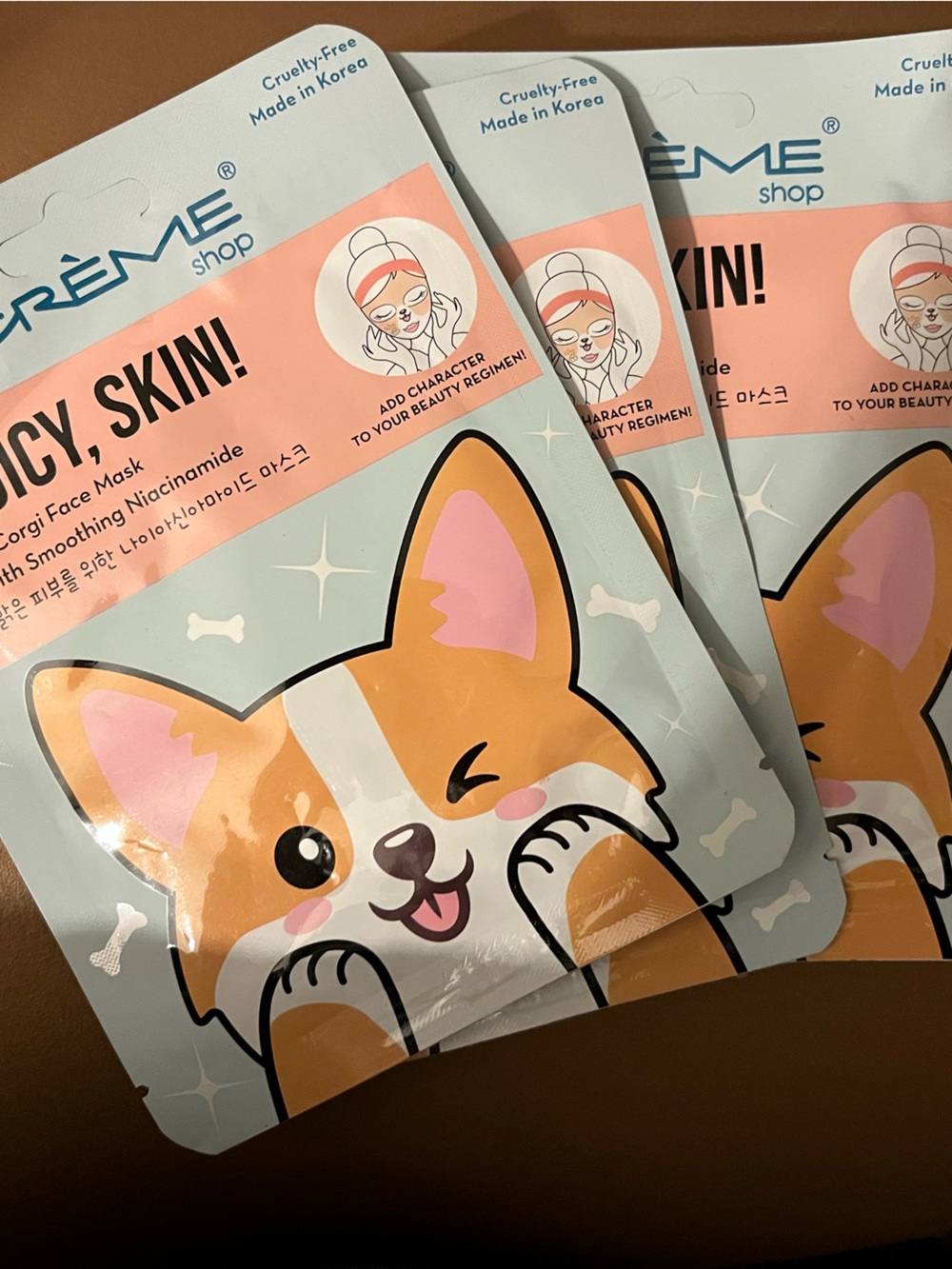 Corgi Face Mask for Kids - Peach & Pink